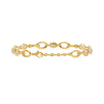 Oval Link Marquise Diamond Five Stone Bracelet, lab-grown diamonds, 14K yellow gold, back view