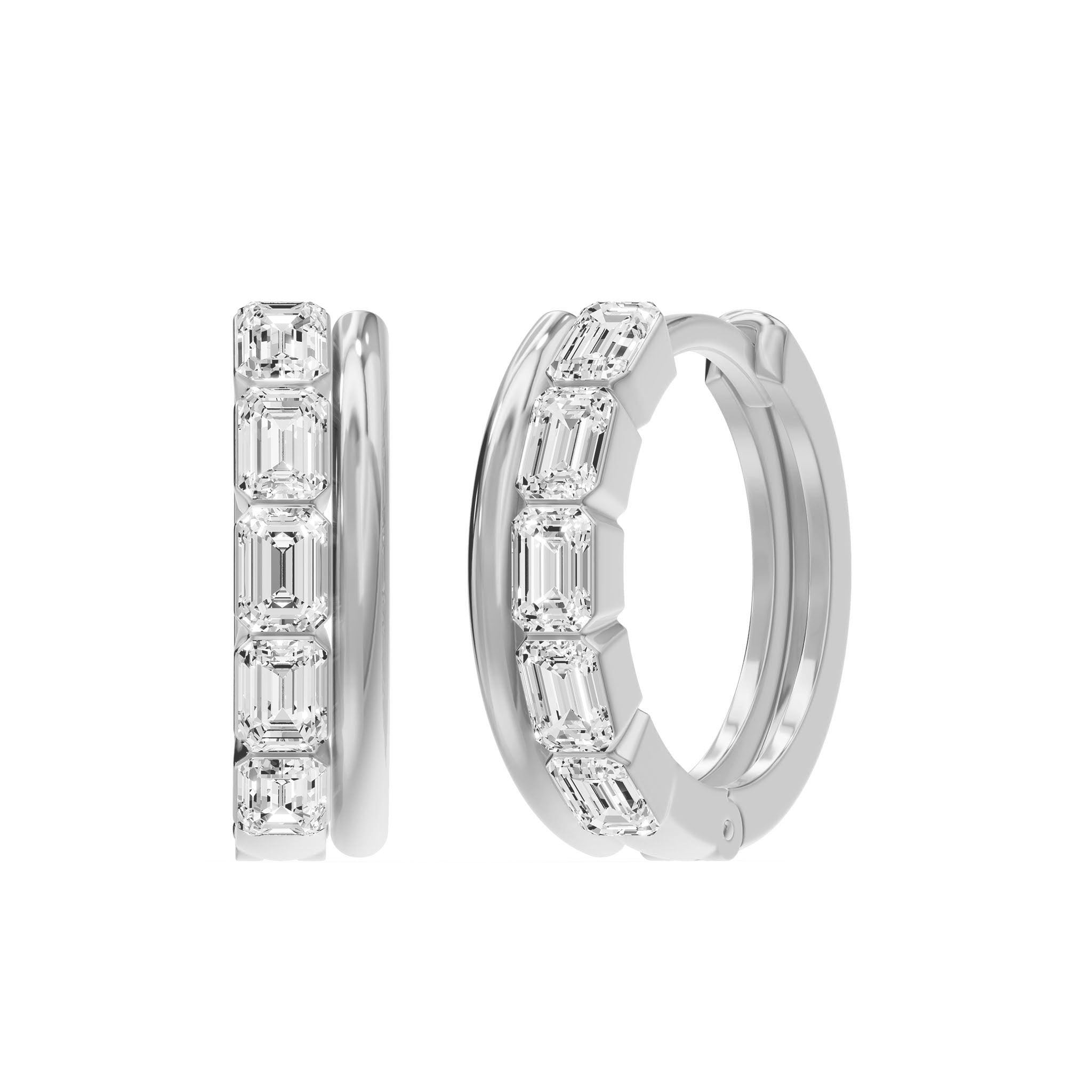 Parallel Bar Emerald Cut Diamond Earrings, lab-grown diamonds, 14K white gold, angle view