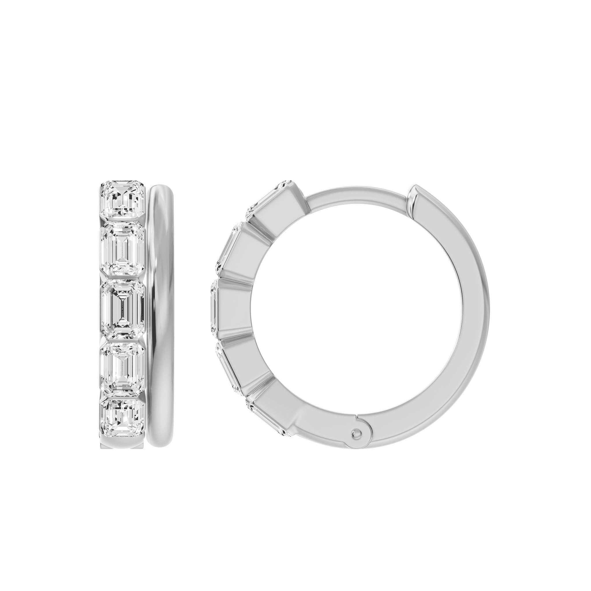 Parallel Bar Emerald Cut Diamond Earrings, lab-grown diamonds, 14K white gold, side view