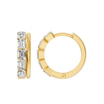 Parallel Bar Emerald Cut Diamond Earrings, lab-grown diamonds, 14K yellow gold, side view