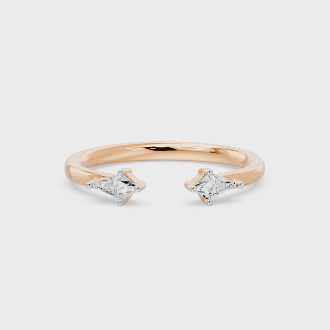 Toi Et Moi Kite Open Cuff Ring, lab-grown diamonds, 14K rose gold, video