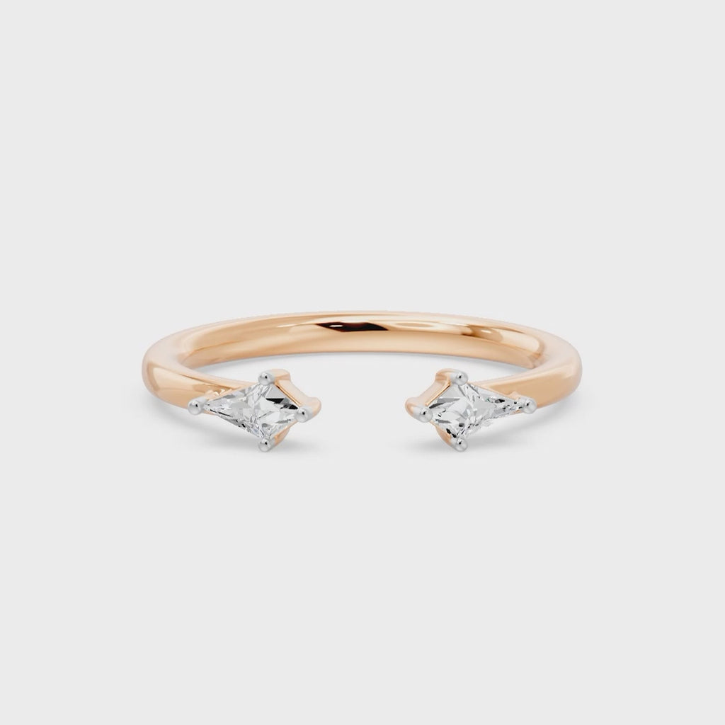 Toi Et Moi Kite Open Cuff Ring, lab-grown diamonds, 14K rose gold, video