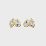 Frame Bezel Pear Marquise Duo Stud Earrings, lab-grown diamonds, 14K yellow gold, video