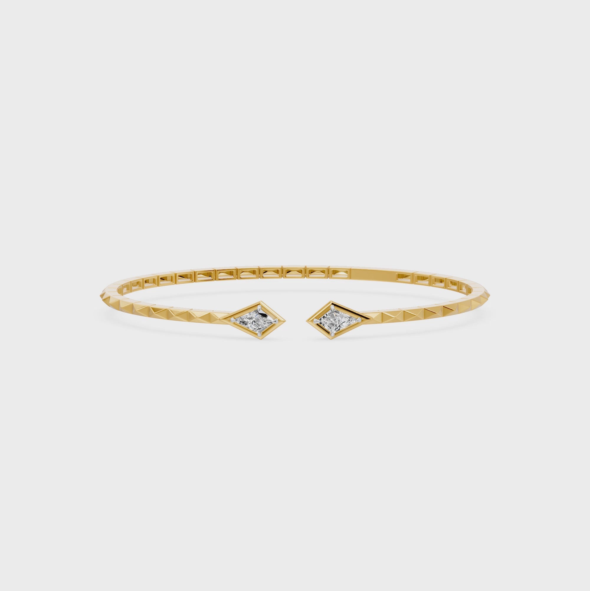 Maison Kite Cut Diamond Bangle Bracelet, lab-grown diamonds, 14K two-tone gold, video