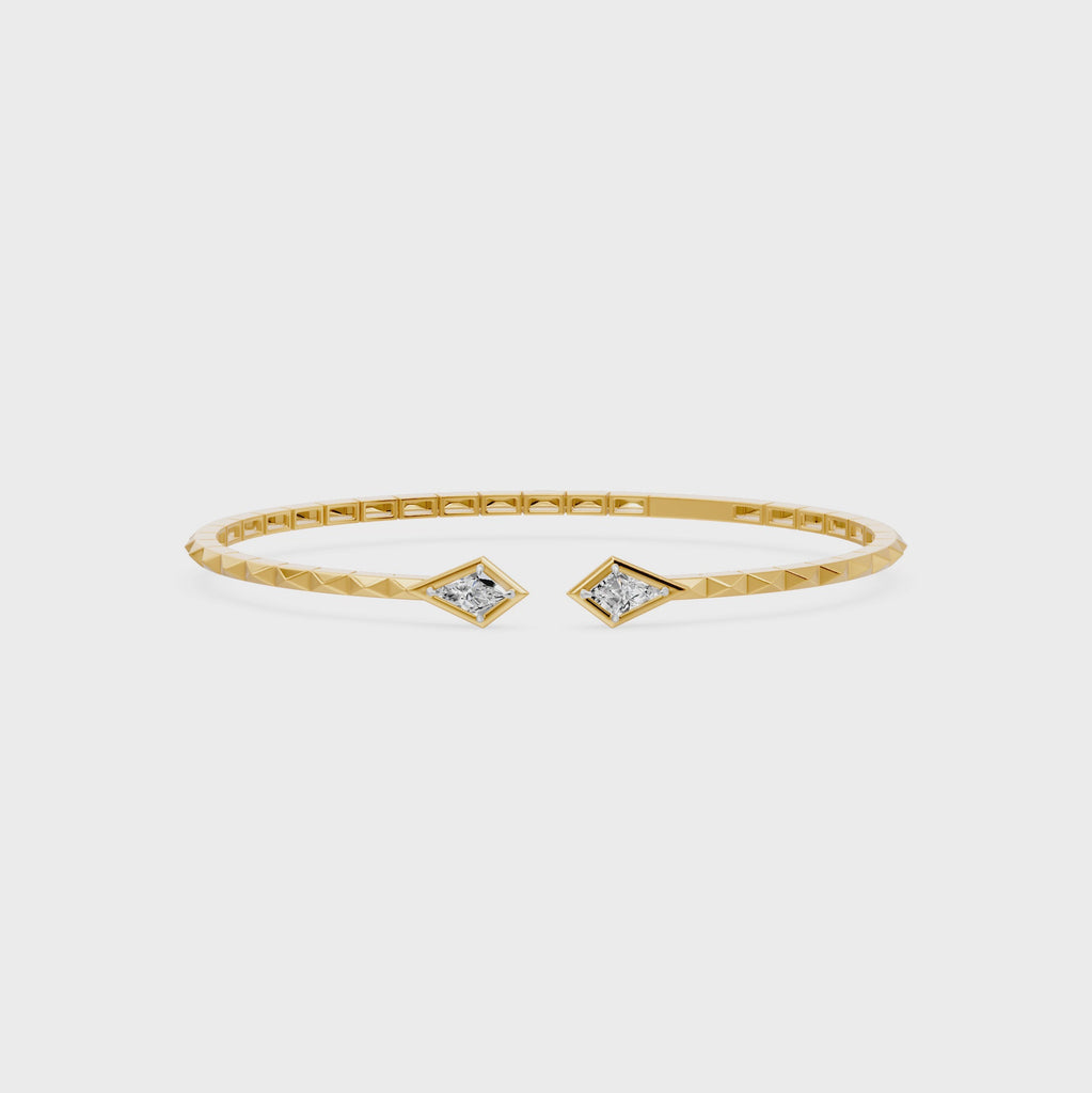Maison Kite Cut Diamond Bangle Bracelet, lab-grown diamonds, 14K two-tone gold, video