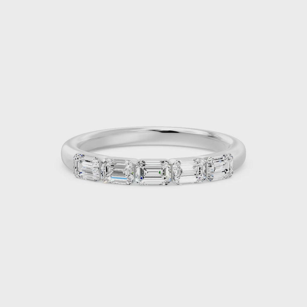 Walking Emerald Cut Five Stone Ring, lab-grown diamonds, 14K white gold, video