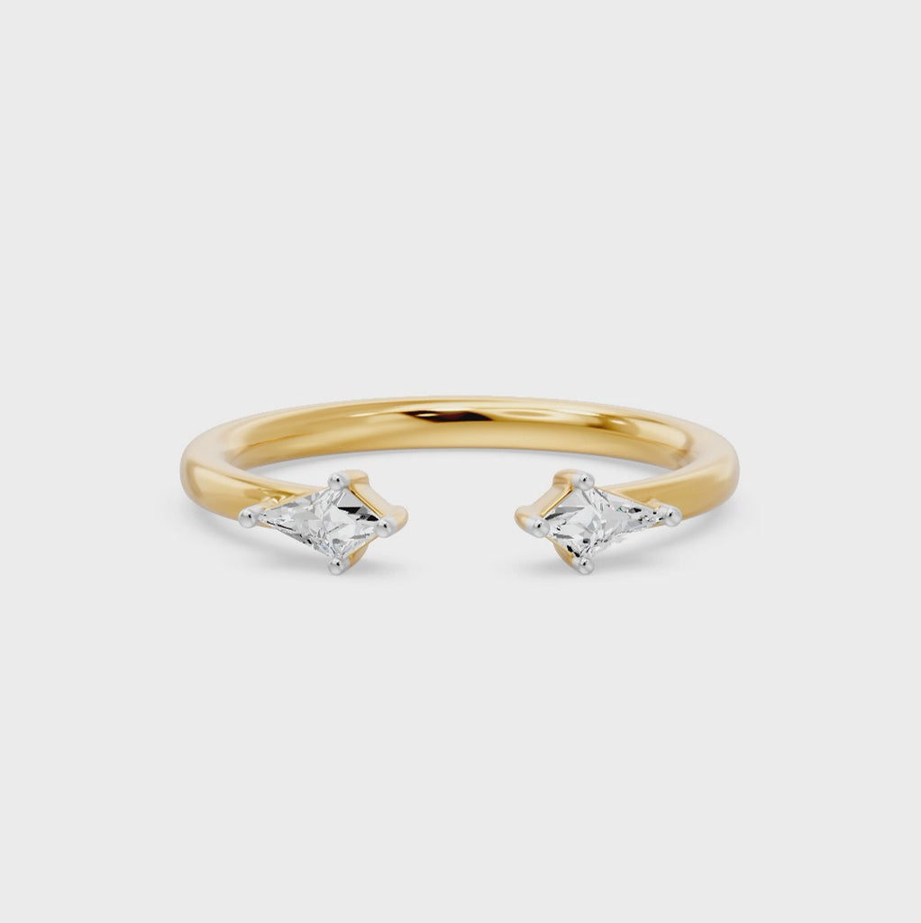 Toi Et Moi Kite Open Cuff Ring, lab-grown diamonds, 14K yellow gold, video