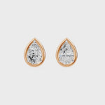 Frame Bezel Pear Solitaire Stud Earrings, lab-grown diamonds, 14K rose gold, video