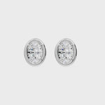 Frame Bezel Oval Solitaire Stud Earrings, lab-grown diamonds, 14K white gold, video