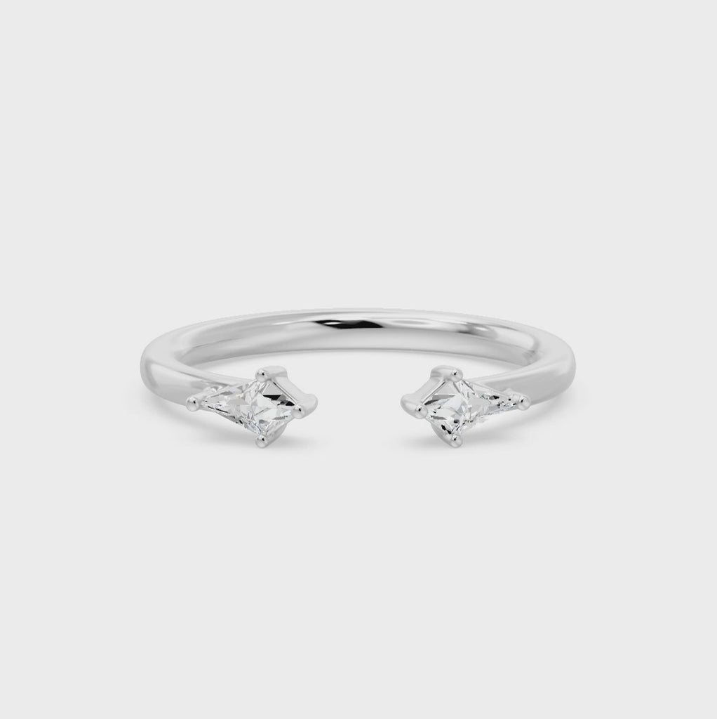 Toi Et Moi Kite Open Cuff Ring, lab-grown diamonds, 14K white gold, video