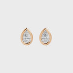 Frame Bezel Pear Solitaire Stud Earrings, lab-grown diamonds, 14K rose gold, video