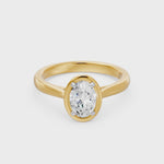 Frame Bezel Oval Solitaire Ring, lab-grown diamonds, 14K yellow gold, video