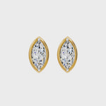 Frame Bezel Marquise Solitaire Stud Earrings, lab-grown diamonds, 14K yellow gold, video