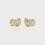Frame Bezel Oval Marquise Duo Stud Earrings, lab-grown diamonds, 14K yellow gold, video