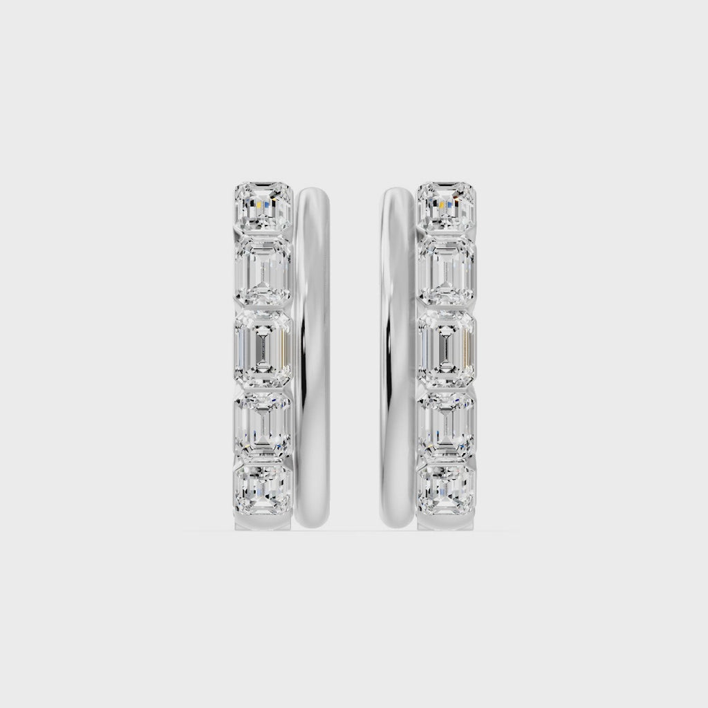 Parallel Bar Emerald Cut Diamond Earrings, lab-grown diamonds, 14K white gold, video