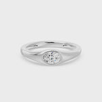 Bezel Oval Solitaire Ring, lab-grown diamonds, 14K white gold, video