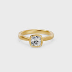Frame Bezel Cushion Cut Solitaire Ring, lab-grown diamonds, 14K yellow gold, video