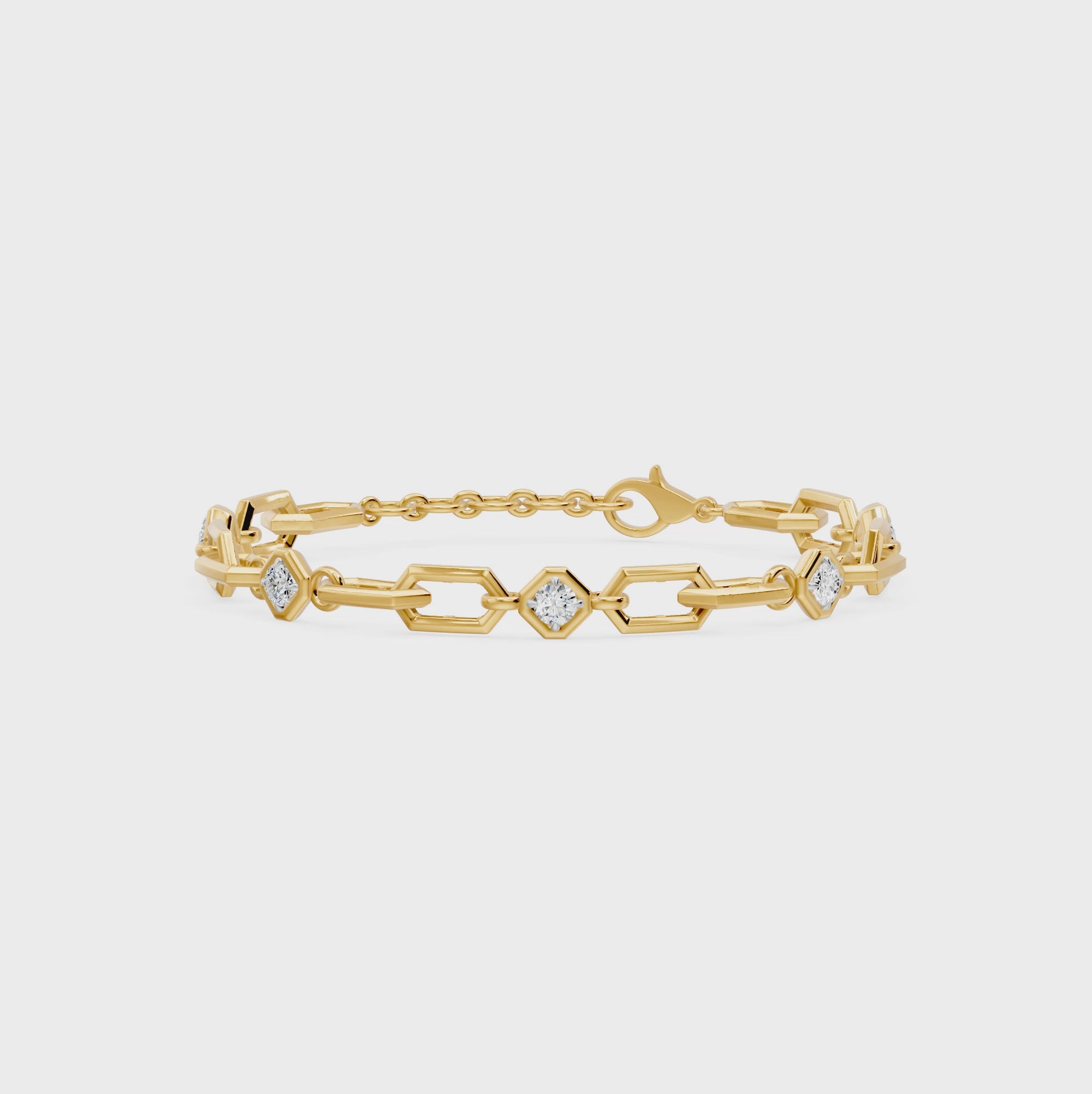Prism Round Diamond Five Stone Bracelet, lab-grown diamonds, 14K yellow gold, video
