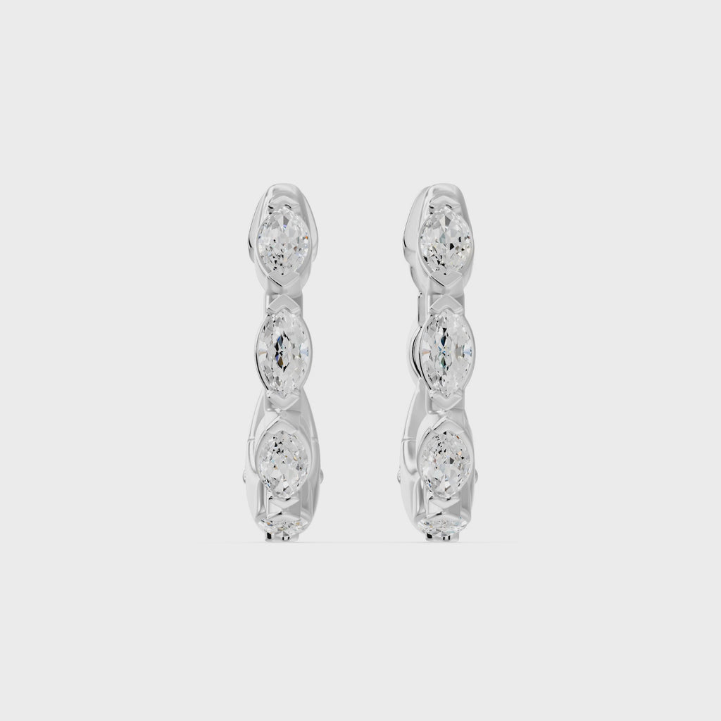 Chevron Huggie Marquise Diamond Earrings, lab-grown diamonds, 14K white gold, video