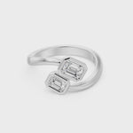 Frame Bezel Emerald Duo Two Stone Ring, lab-grown diamonds, 14K white gold, video
