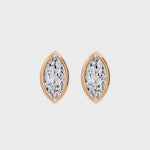 Frame Bezel Marquise Solitaire Stud Earrings, lab-grown diamonds, 14K rose gold, video