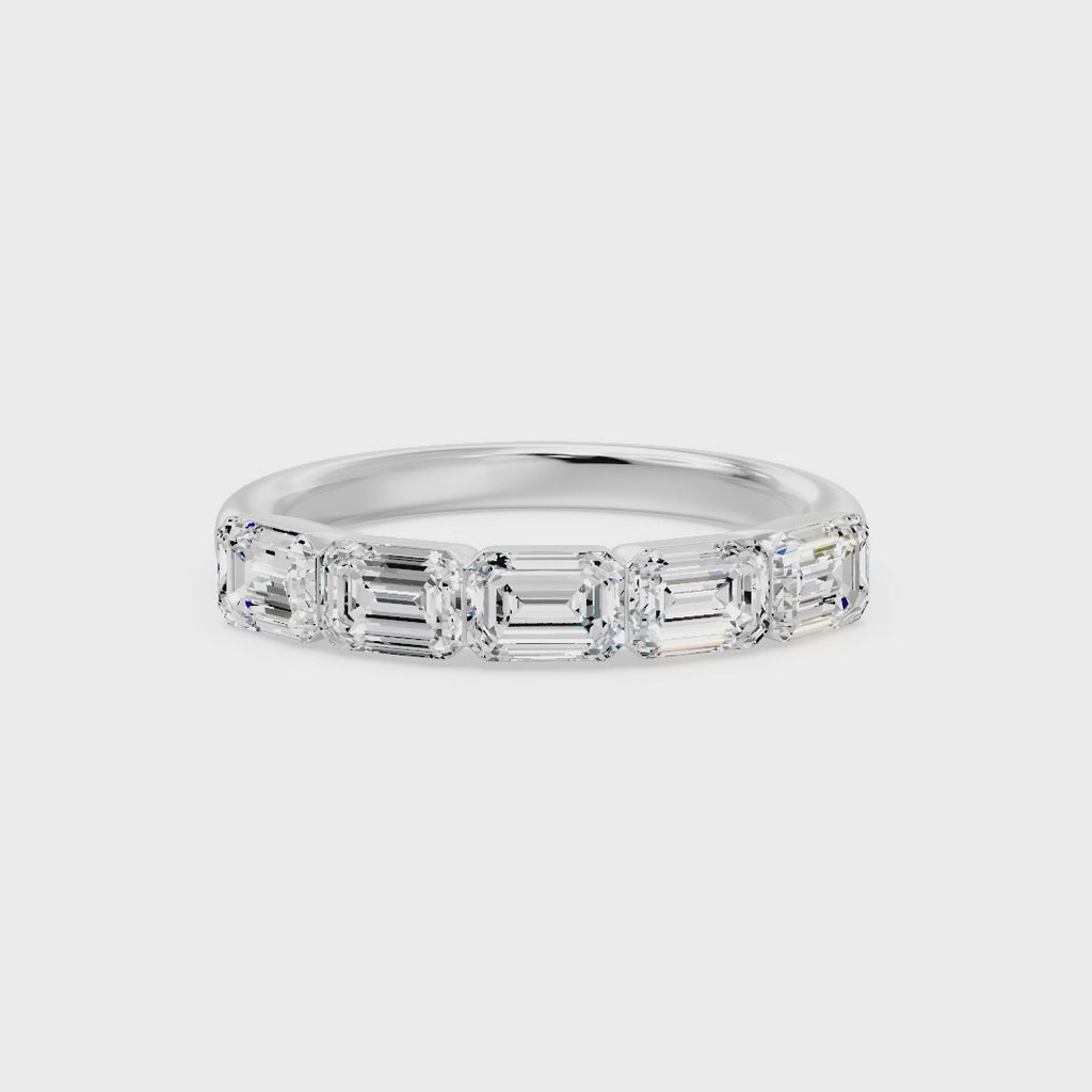 Walking Emerald Cut Five Stone Ring, lab-grown diamonds, 14K white gold, video