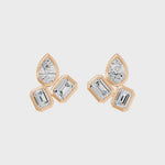 Frame Bezel Pear Emerald Trio Stud Earrings, lab-grown diamonds, 14K rose gold, video