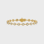 Frame Bezel Bar Round Diamond Link Bracelet, lab-grown diamonds, 14K yellow gold, video