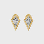 Frame Bezel Kite Cut Solitaire Stud Earrings, lab-grown diamonds, 14K yellow gold, video