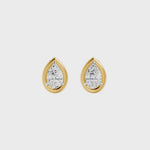 Frame Bezel Pear Solitaire Stud Earrings, lab-grown diamonds, 14K yellow gold, video