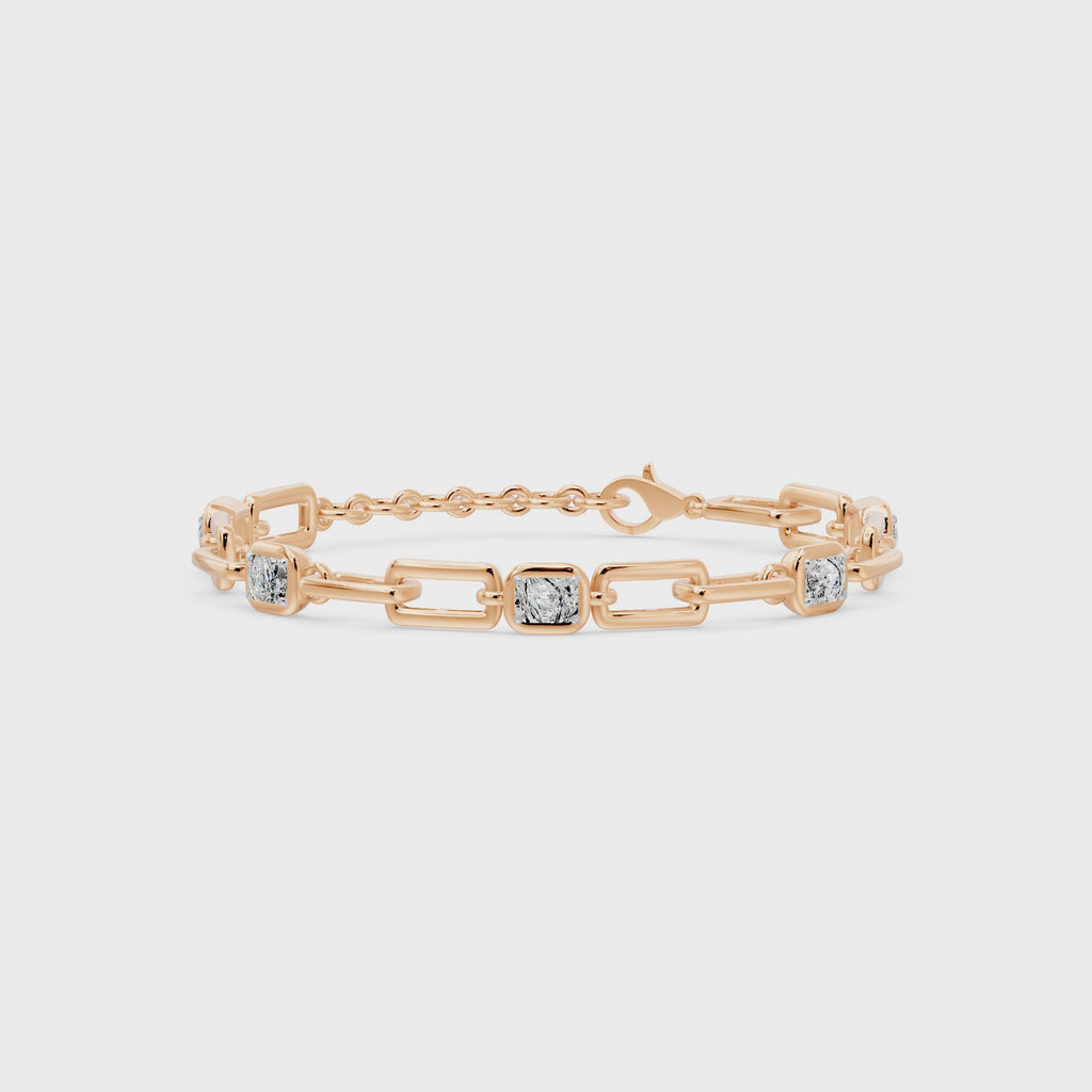 Soft Paper Clip Ashoka Cut Five Stone Bracelet, lab-grown diamonds, 14K yellow gold, video