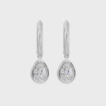 Frame Bezel Pear Dangle Huggie Earrings, lab-grown diamonds, 14K white gold, video