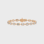 Frame Bezel Bar Emerald Cut Diamond Link Bracelet, lab-grown diamonds, 14K rose gold, video