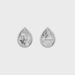 Frame Bezel Pear Solitaire Stud Earrings, lab-grown diamonds, 14K white gold, video
