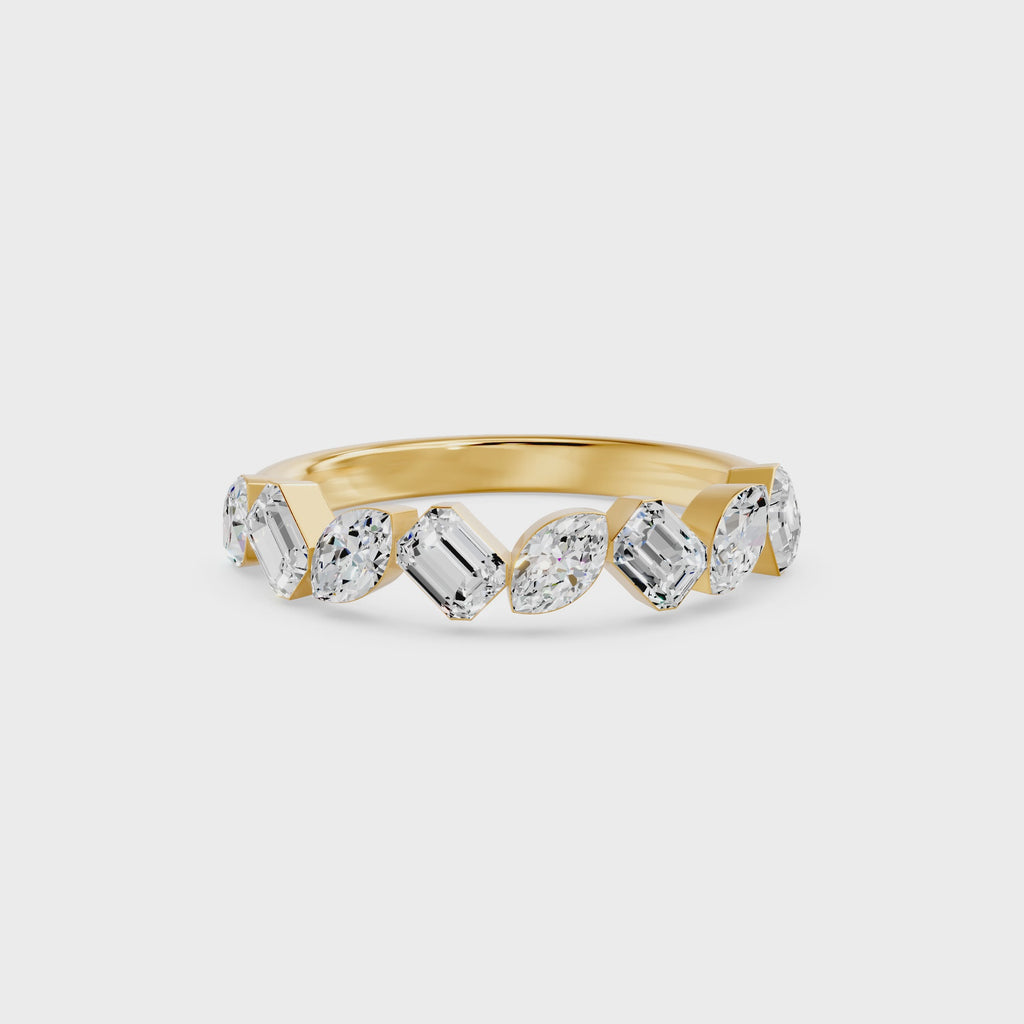 Nova Bezel Emerald & Marquise Diamond Ring, lab-grown diamonds, 14K yellow gold, video