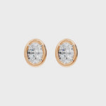 Frame Bezel Oval Solitaire Stud Earrings, lab-grown diamonds, 14K rose gold, video