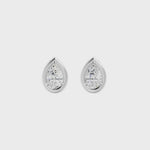 Frame Bezel Pear Solitaire Stud Earrings, lab-grown diamonds, 14K white gold, video