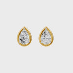 Frame Bezel Pear Solitaire Stud Earrings, lab-grown diamonds, 14K yellow gold, video
