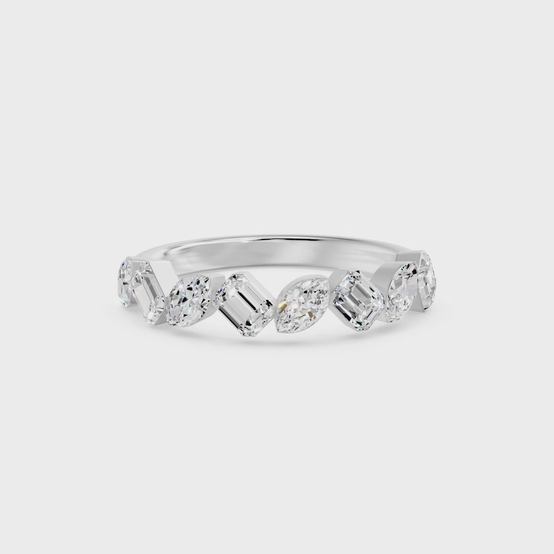 Nova Bezel Emerald & Marquise Diamond Ring, lab-grown diamonds, 14K white gold, video