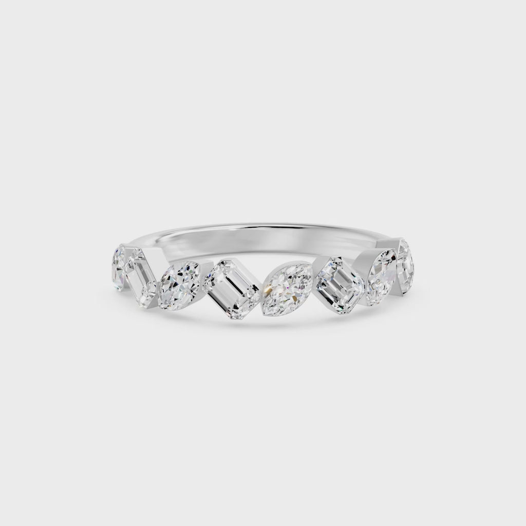Nova Bezel Emerald & Marquise Diamond Ring, lab-grown diamonds, 14K white gold, video