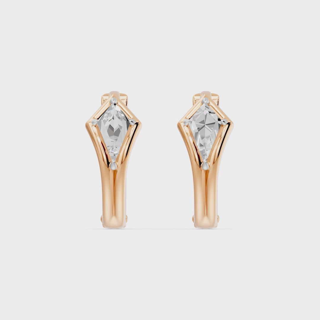Bezel Kite Huggie Earrings, lab-grown diamonds, 14K rose gold, video
