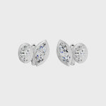 Frame Bezel Oval Marquise Duo Stud Earrings, lab-grown diamonds, 14K white gold, video