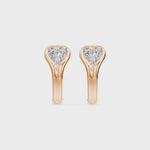 Bezel Heart Huggie Earrings, lab-grown diamonds, 14K rose gold, video