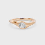 Bezel Diagonal Oval Solitaire Ring, lab-grown diamonds, 14K rose gold, video