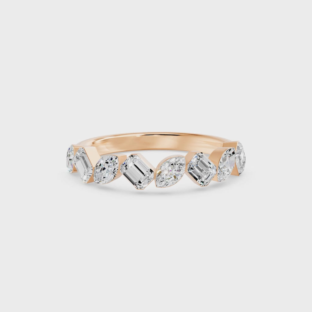 Nova Bezel Emerald & Marquise Diamond Ring, lab-grown diamonds, 14K rose gold, video