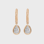 Frame Bezel Pear Dangle Huggie Earrings, lab-grown diamonds, 14K rose gold, video