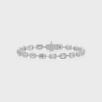 Frame Bezel Bar Emerald Cut Diamond Link Bracelet, lab-grown diamonds, 14K white gold, video