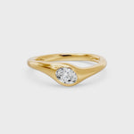 Bezel Diagonal Oval Solitaire Ring, lab-grown diamonds, 14K yellow gold, video