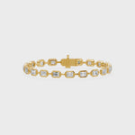 Frame Bezel Bar Emerald Cut Diamond Link Bracelet, lab-grown diamonds, 14K yellow gold, video