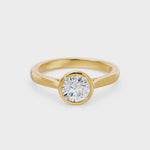 Frame Bezel Round Solitaire Ring, lab-grown diamonds, 14K yellow gold, video